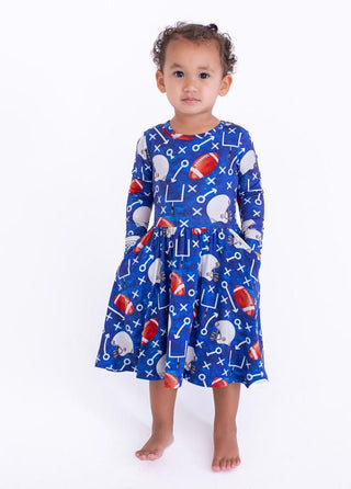 Birdie Bean Girl's Bamboo Long Sleeve Dress - Troy (Football)