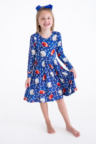 Birdie Bean Girl's Bamboo Long Sleeve Dress - Troy (Football)