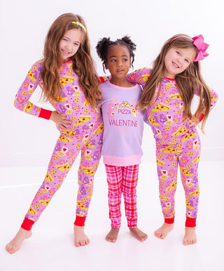 Birdie Bean Girl's Bamboo Long Sleeve Pajama Set - Care Bears Pizza Valentine 