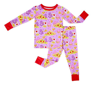 Birdie Bean Girl's Bamboo Long Sleeve Pajama Set - Care Bears Pizza Valentine  | Cozy Sleepies provide warmth and snugness for better sleep.