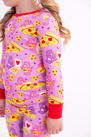 Birdie Bean Girl's Bamboo Long Sleeve Pajama Set - Care Bears Pizza Valentine 