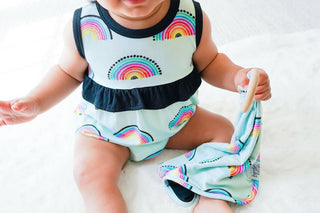 Girl's Bamboo Bubble Romper - Mila (Rainbows) Baby One-Pieces