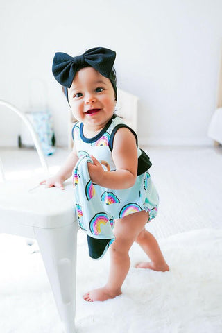 Girl's Bamboo Bubble Romper - Mila (Rainbows) Baby One-Pieces