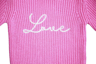 Birdie Bean Girl's Chunky Knit Sweater - Pink 'Love' 