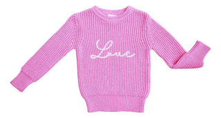 Birdie Bean Girl's Chunky Knit Sweater - Pink 'Love' 