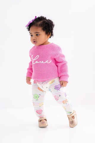 Birdie Bean Girl's Chunky Knit Sweater - Pink 'Love' 