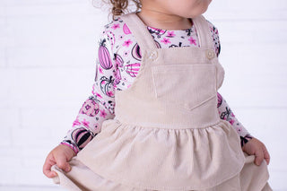 Birdie Bean Girl's Corduroy Overall Jumper Outfit Set - Quinn (Pumpkins)