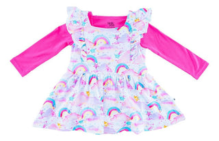 Girl's Bamboo Jumper Twirl Dress - Penelope (Rainbows) Baby & Toddler Dresses