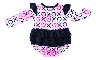 Birdie Bean Girl's Long Sleeve Bubble Romper - Bella (XOXO)