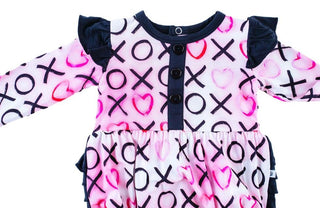 Birdie Bean Girl's Long Sleeve Bubble Romper - Bella (XOXO)