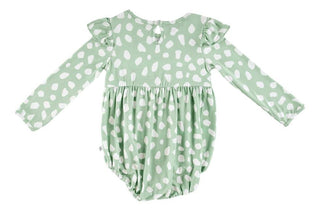 Birdie Bean Girls Long Sleeve Bubble Romper - Willow Deer Dots