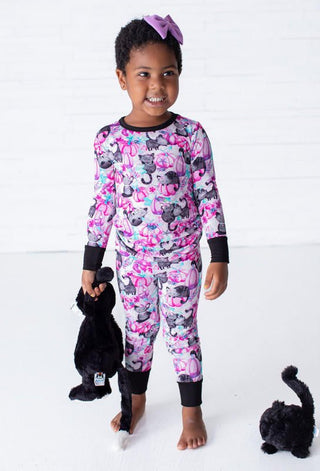 Birdie Bean Girl's Long Sleeve Pajama Set - Buffy (Pumpkins with Cats and Spiders)