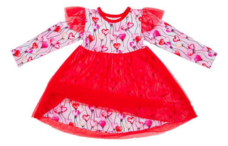 Birdie Bean Girl's Long Sleeve Tulle Dress - Amara (Heart Balloons)