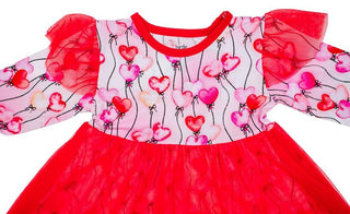 Birdie Bean Girl's Long Sleeve Tulle Dress - Amara (Heart Balloons)