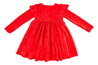 Girl's Bamboo Long Sleeve Velvet Dress - Red Baby & Toddler Dresses