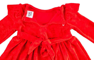 Birdie Bean Girls Long Sleeve Velvet Dress - Red