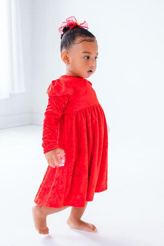 Girl's Bamboo Long Sleeve Velvet Dress - Red Baby & Toddler Dresses