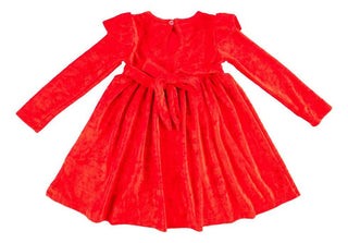 Birdie Bean Girls Long Sleeve Velvet Dress - Red