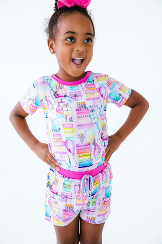 Birdie Bean Girl's Short Sleeve Lounge Pajama Set with Shorts - Harper (Birthday)