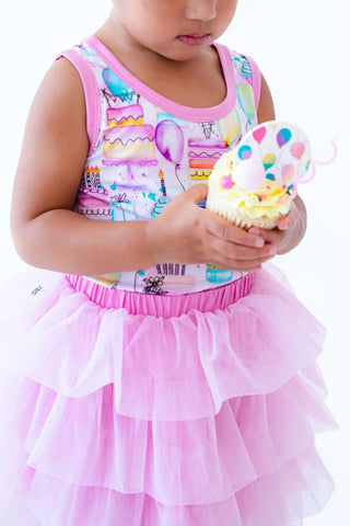 Birdie Bean Girl's Tank Top and Tulle Skirt Outfit Set - Harper (Birthday)