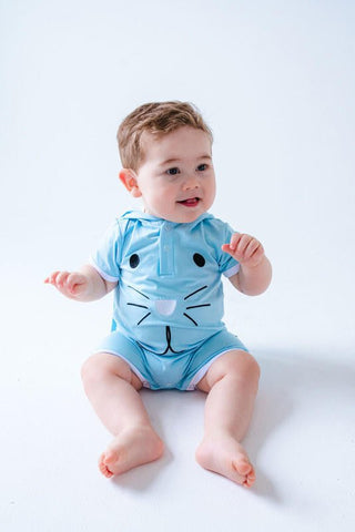 Bamboo Hooded Shortie Romper - Bunny Birdie Bean