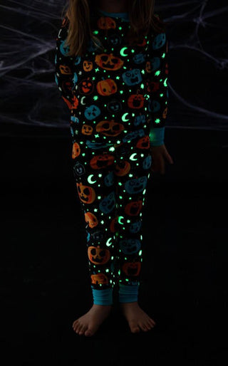 Birdie Bean Long Sleeve Pajama Set - Dex (Jack O'Lanterns) Glow-in-the-Dark