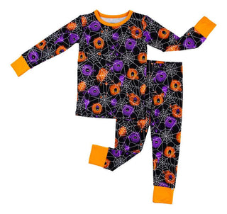 Birdie Bean Long Sleeve Pajama Set - Gomez (Spider Webs on Graffiti) Glow-in-the-Dark | Cozy Sleepies provide warmth and snugness for better sleep.