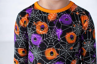 Birdie Bean Long Sleeve Pajama Set - Gomez (Spider Webs on Graffiti) Glow-in-the-Dark