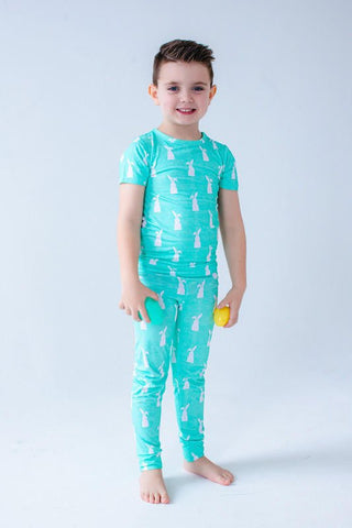 Bamboo Short Sleeve Pajama Set - Simon (Bunny On Mint) Baby & Toddler Sleepwear