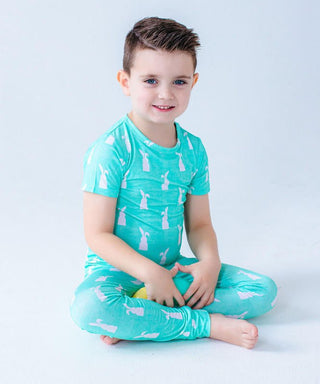 Bamboo Short Sleeve Pajama Set - Simon (Bunny On Mint) Baby & Toddler Sleepwear