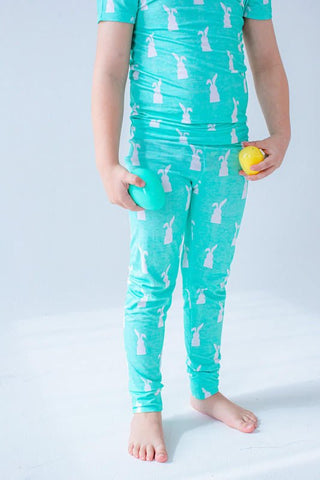 Birdie Bean Short Sleeve Pajama Set - Simon (Bunny On Mint)