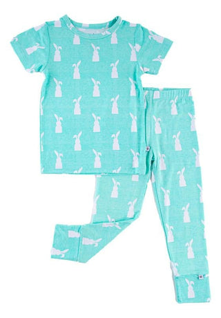 Bamboo Short Sleeve Pajama Set - Simon (Bunny On Mint) Baby & Toddler Sleepwear