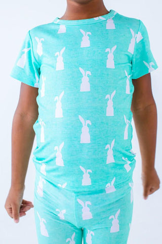 Birdie Bean Short Sleeve Pajama Set - Simon (Bunny On Mint)