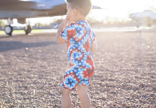 Bamboo Short Sleeve Pajama Set with Shorts - Maverick (Patriotic Tie Dye) Baby & Toddler Sleepwear