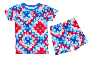 Bamboo Short Sleeve Pajama Set with Shorts - Maverick (Patriotic Tie Dye) Baby & Toddler Sleepwear