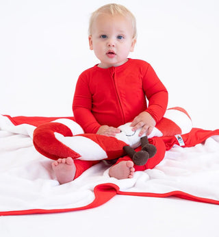 Birdie Bean Solid Bamboo Convertible Footie Romper - Scarlet Ribbed