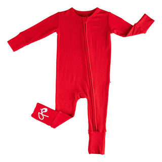 Birdie Bean Solid Bamboo Convertible Footie Romper - Scarlet Ribbed