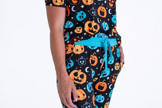 Birdie Bean Women's Short Sleeve Lounge Pajama Set - Dex (Jack O'Lanterns) Glow-in-the-Dark