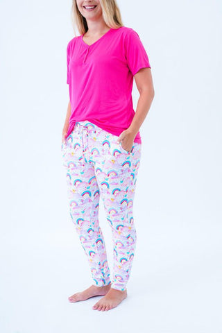 Birdie Bean Womens Short Sleeve Lounge Pajama Set - Penelope Rainbows