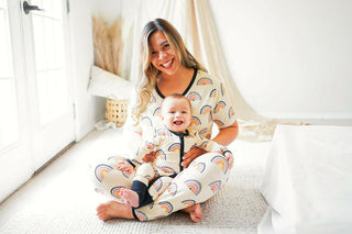 Birdie Bean Womens Short Sleeve Lounge Pajama Set - Theo Rainbows