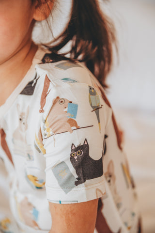 Bamboo Short Sleeve Pajama Set - Natural Books & Pets