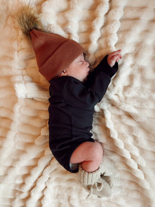 Baby's First Hat - Sandalwood Fur Pom