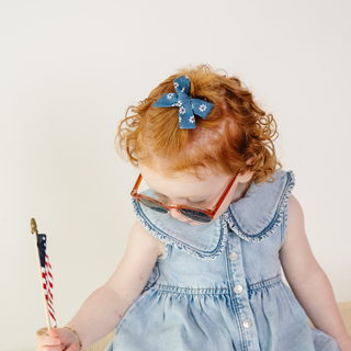 Denim Daisy Bow Clip