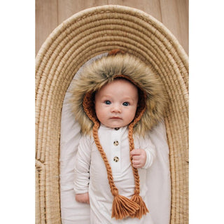 Knit Fur Bonnet - Pecan Huggalugs