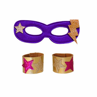 Superhero Mask and Cuff Set - Purple & Fuchsia