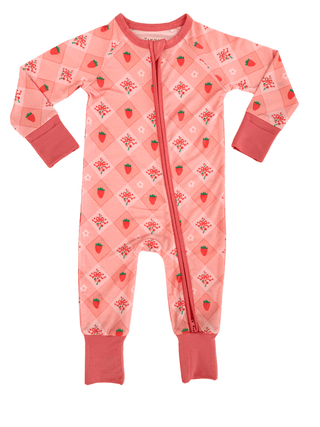 Bamboo Convertible Footie Romper - Berry Cute