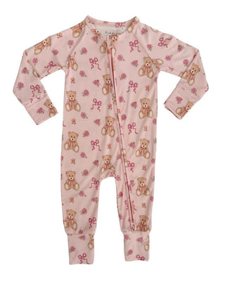 In My Jammers Convertible Footie Romper - Teddy Bear and Bows | Baby Riddle