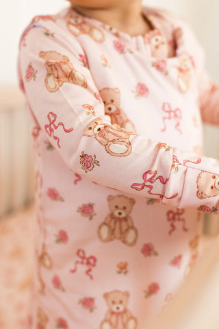 In My Jammers Convertible Footie Romper - Teddy Bear and Bows | Baby Riddle