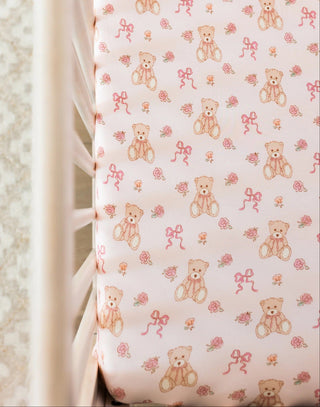 In My Jammers Crib Sheet - Teddy Bear and Bows | Baby Riddle