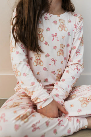 In My Jammers Long Sleeve Pajama Set - Teddy Bear and Bows | Baby Riddle